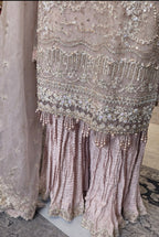SERENE Blush Pink Embroidered Sharara Suit | Pakistani Designer Wedding Dress