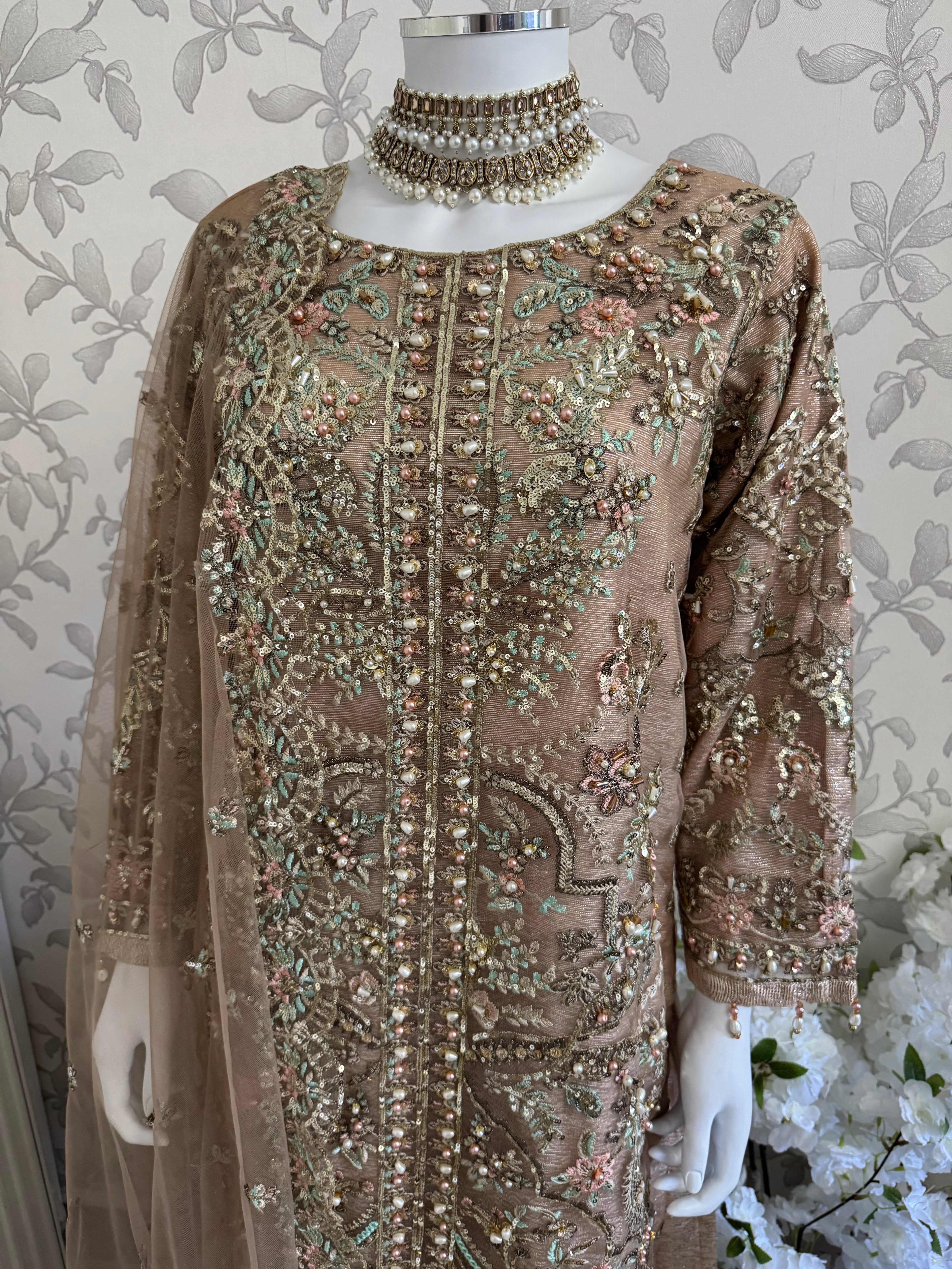 PEARLS Luxury Hand-Embellished Pakistani 3 piece Suit