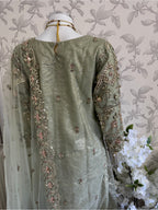 PEARLS Mint Green Luxe Hand-Embellished Pakistani 3 piece Suit