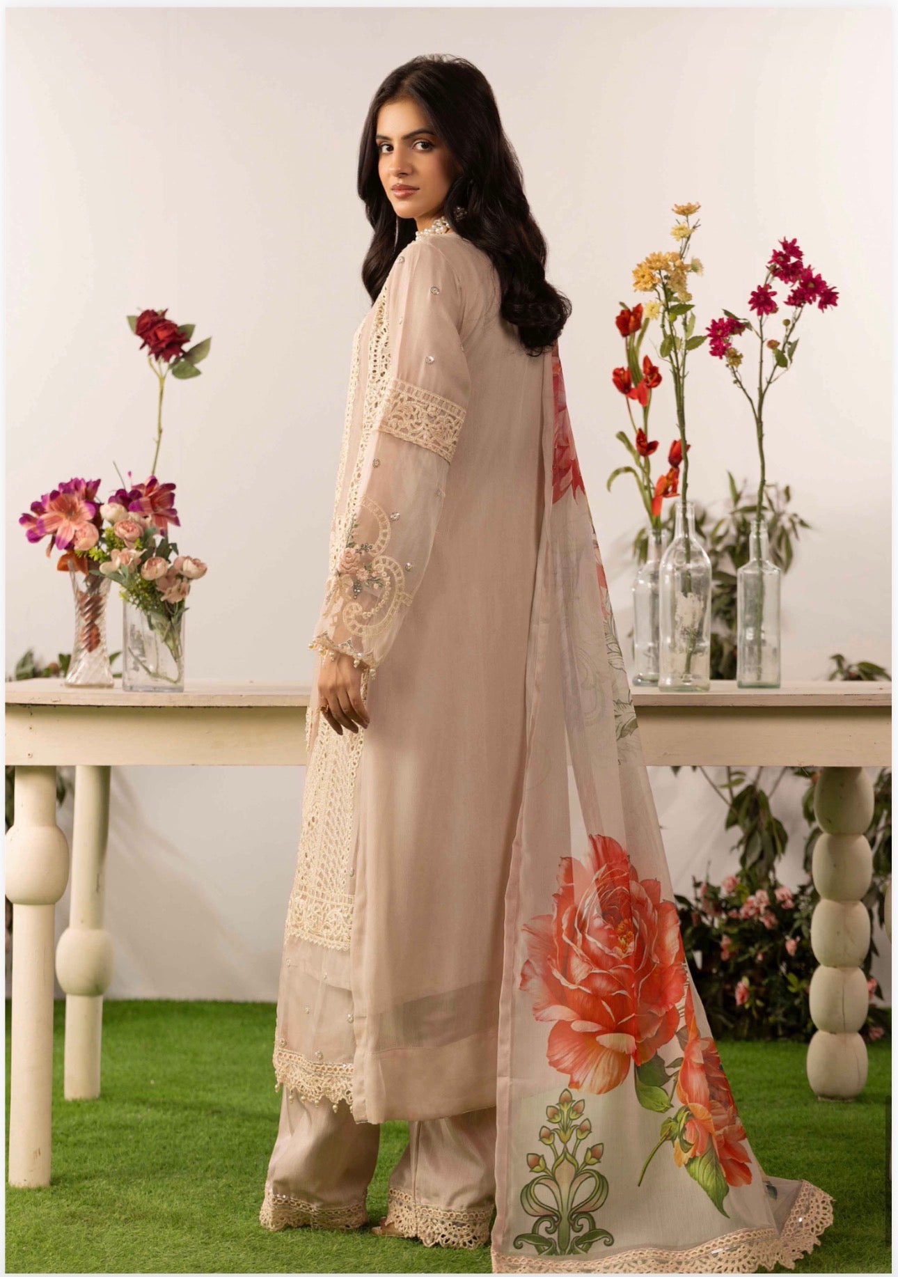 DIAMONDS Luxury Embroidered Chiffon Suit – 3 Piece Collection