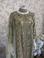 PEARLS Mint Green Luxe Hand-Embellished Pakistani 3 piece Suit
