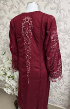 HUSN-E-EID Maroon Embroidered Pakistani 3 piece suit