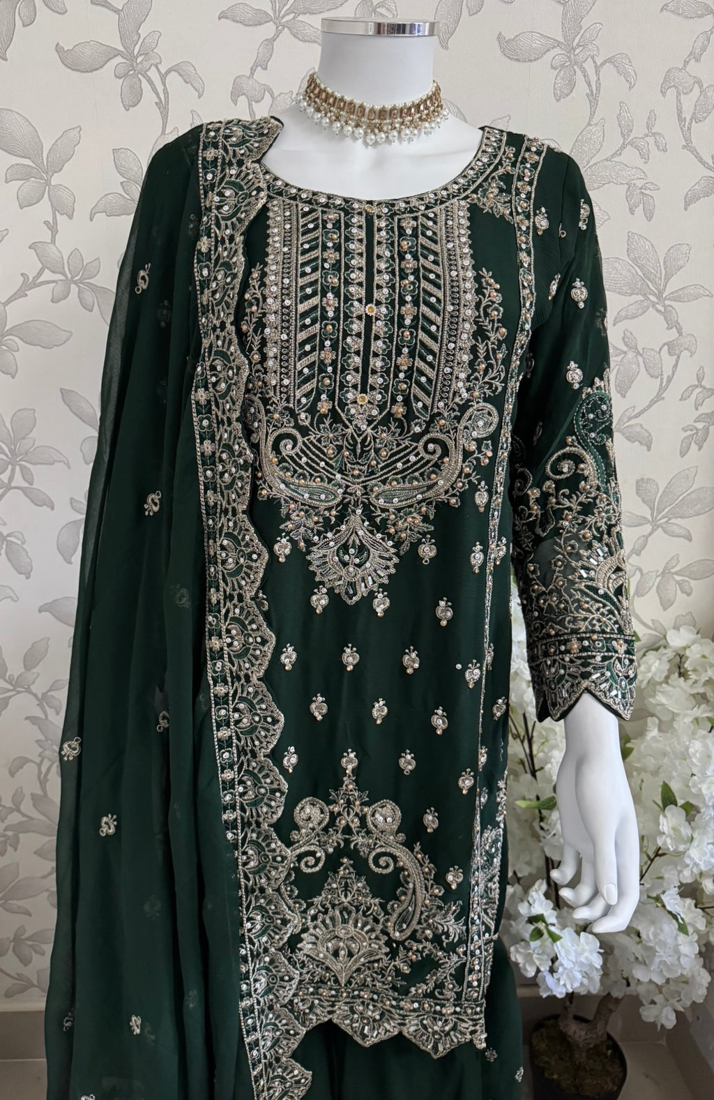 SAFFA Luxury Embroidered Chiffon Suit – 3 Piece Collection