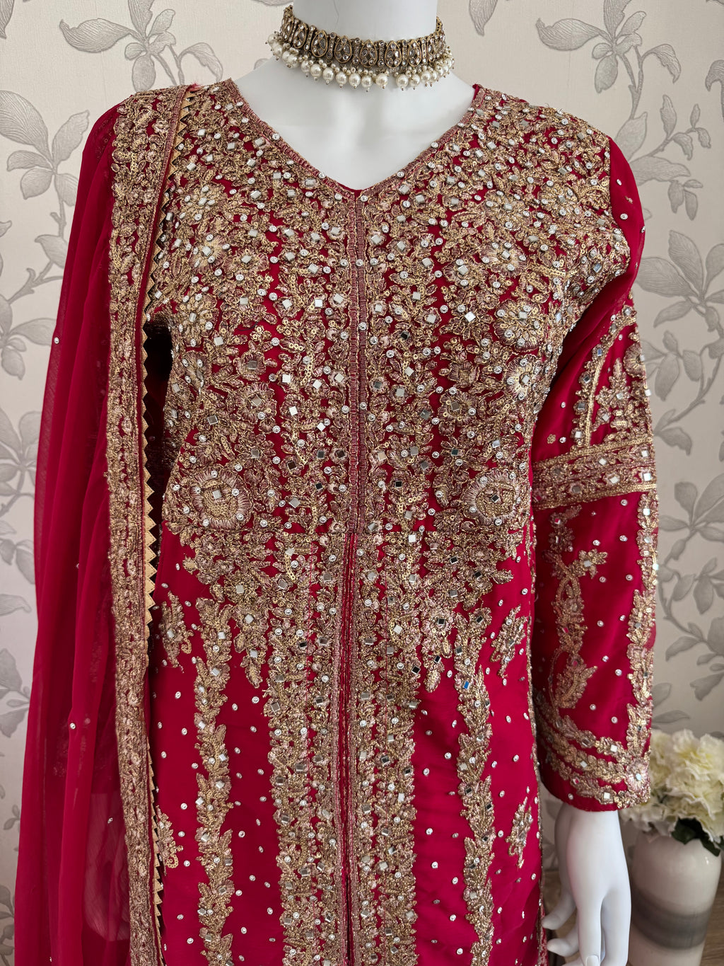 AFREEN Heavy Embroidered 3-piece Chiffon Suit | Pakistani Wedding Dress