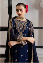 ALANI Navy Blue Luxury Embroidered Gharara Suit | Pakistani Wedding & Party Wear