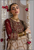 ALANI Royal Maroon Maxi Dress | Heavy Gold Embroidered Pakistani Formal Wear