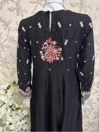 HUSN-E-EID Black Embroidered Maxi with Organza Duppatta -3 piece suit