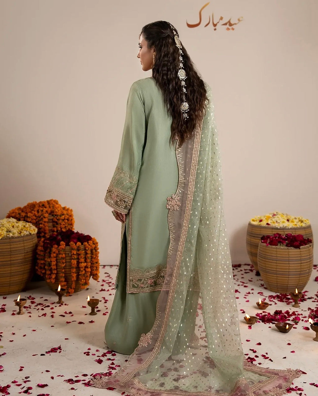 CHAAND RAAT Luxury Embroidered Raw Silk Suit – 3 Piece Collection