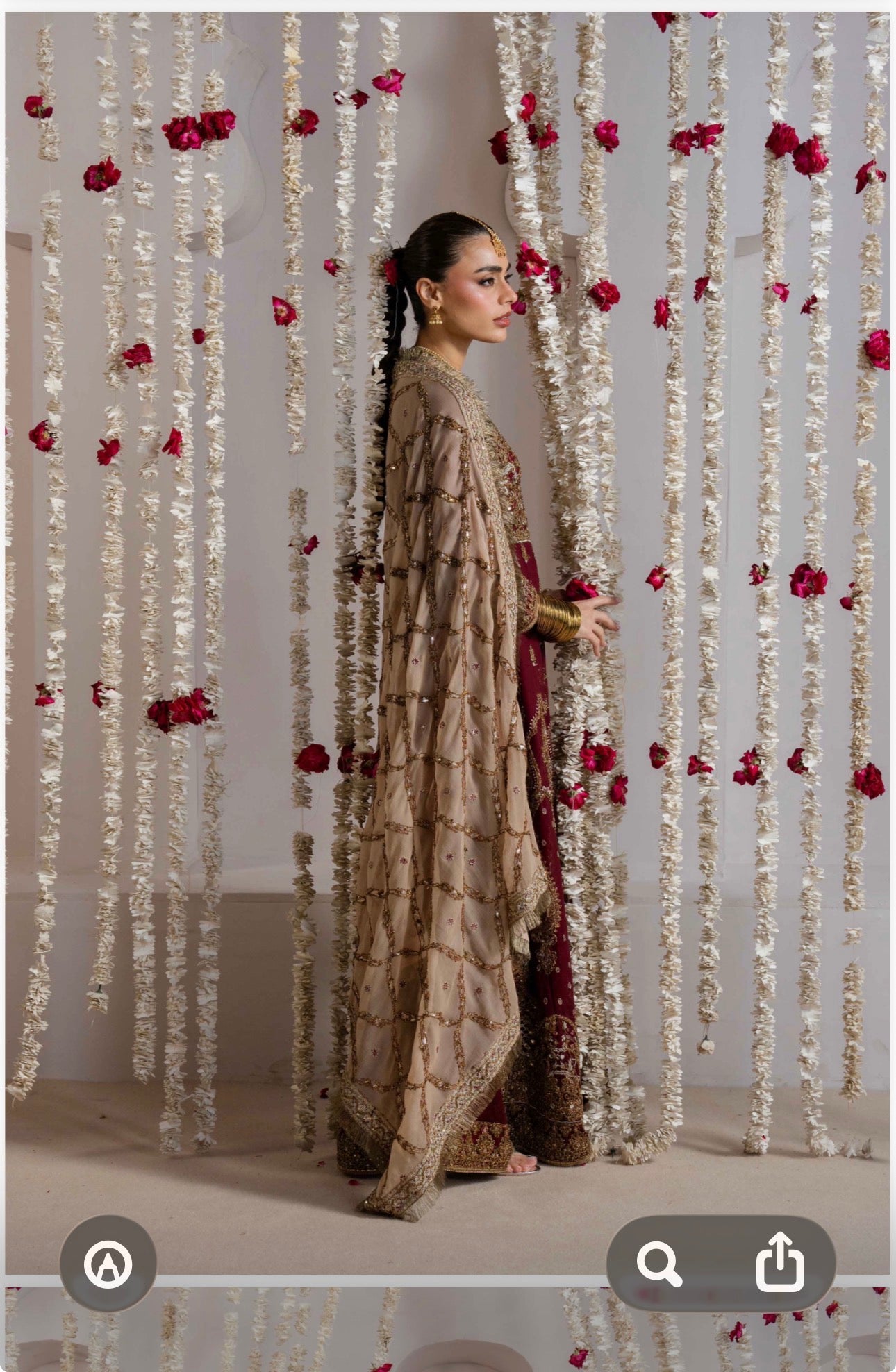 ALANI Royal Maroon Maxi Dress | Heavy Gold Embroidered Pakistani Formal Wear