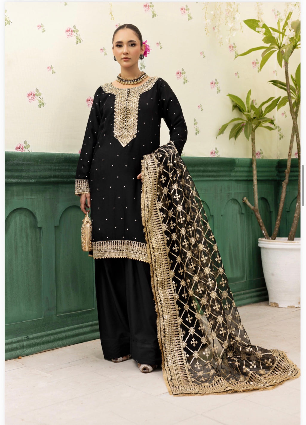 HAYA….Luxury 3 pcs embroidered chiffon suit