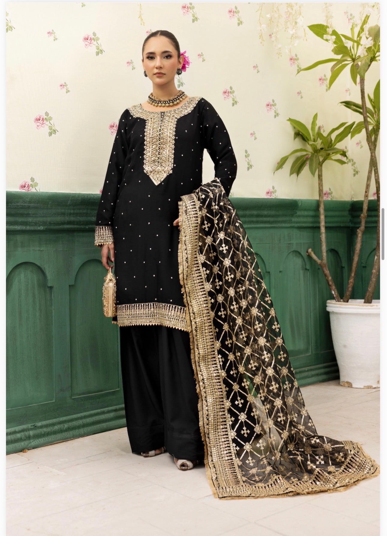 HAYA….Luxury 3 pcs embroidered chiffon suit