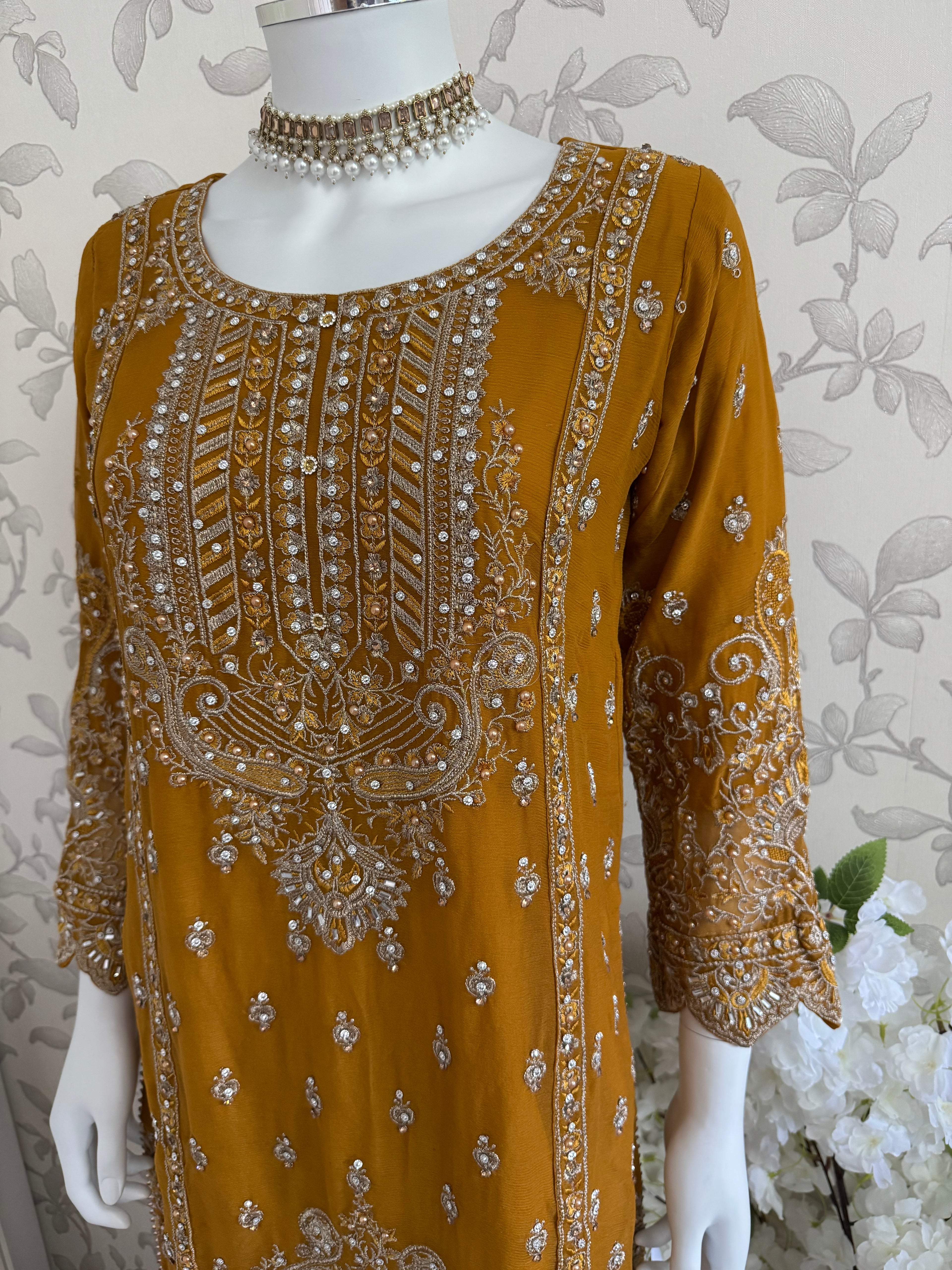 SAFFA Luxury Embroidered Chiffon Suit – 3 Piece Collection