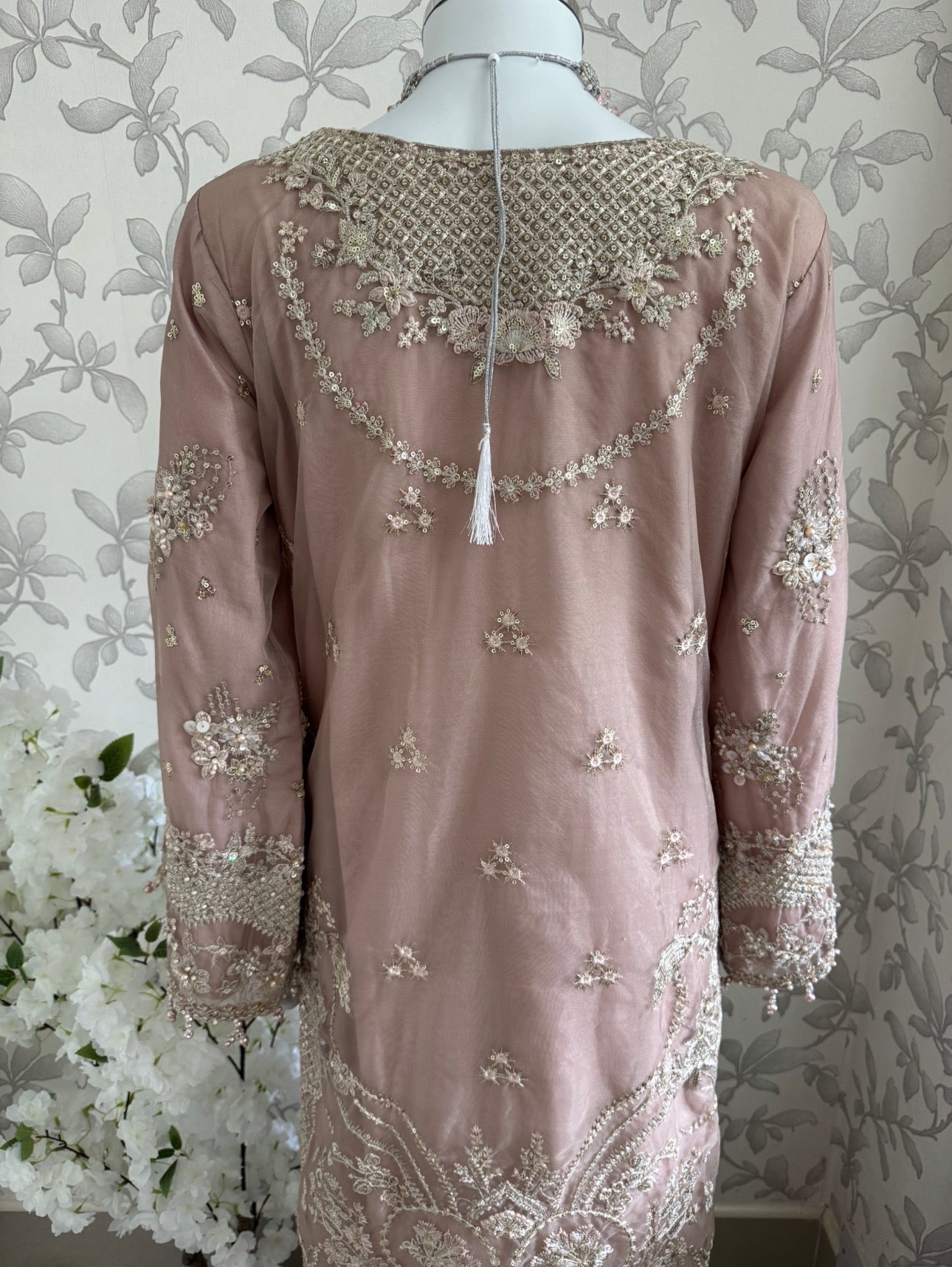 SERENE Blush Pink Embroidered Sharara Suit | Pakistani Designer Wedding Dress