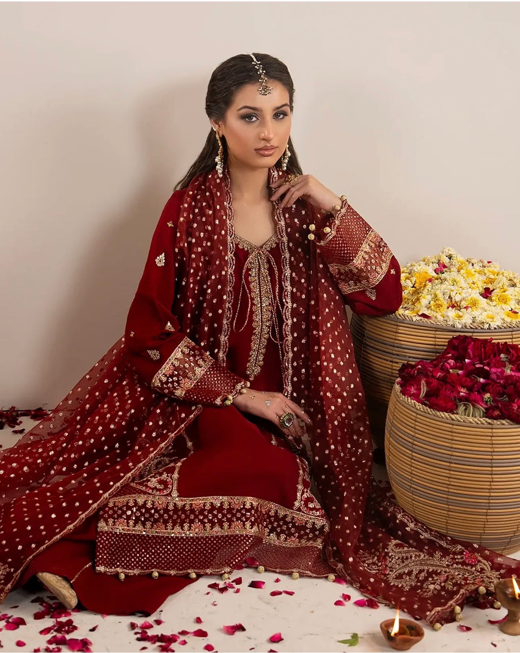 CHAAND RAAT Luxury Embroidered Raw Silk-3 piece suit