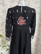 HUSN-E-EID Black Embroidered Maxi with Organza Duppatta -3 piece suit