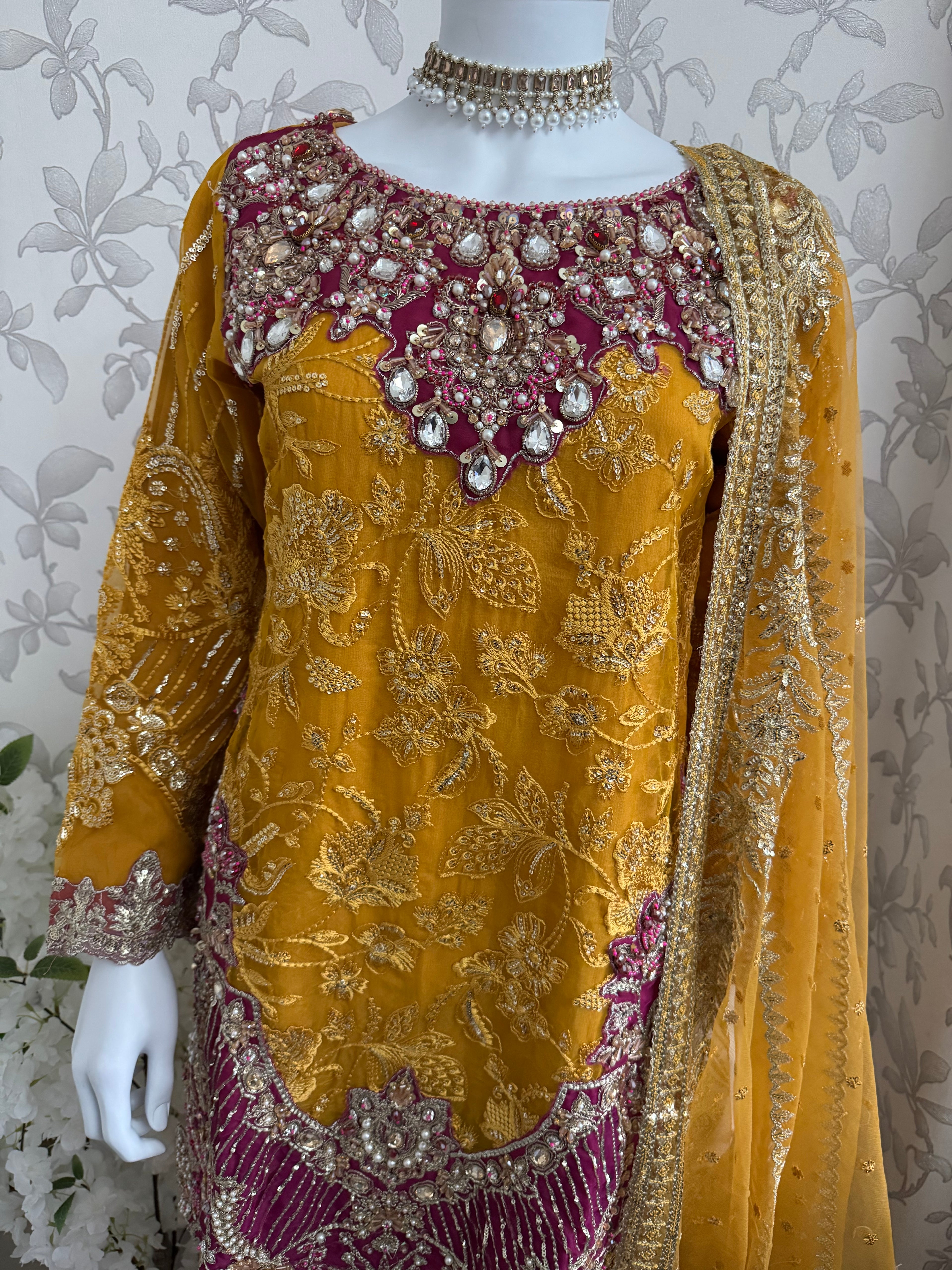 IMROZIAA Embroidered Gharara Suit | Pakistani Designer Wedding Dress