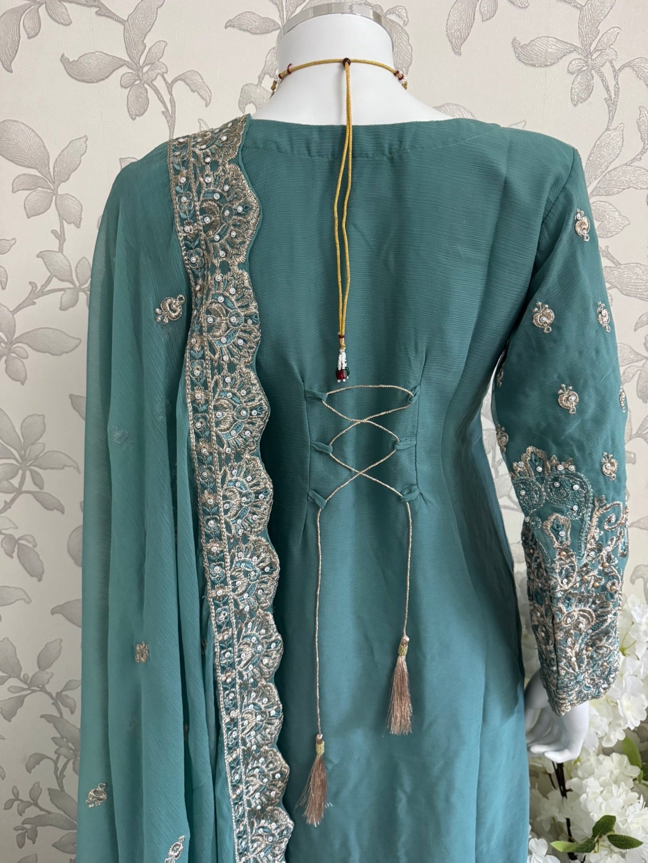 SAFFA Luxury Embroidered Chiffon Suit – 3 Piece Collection