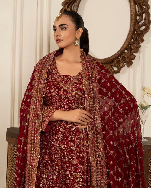 RUBY….Royal Maroon Embroidered Pakistani 3 pcs Suit