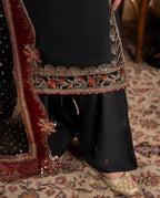 CHAAND RAAT Luxury Embroidered Raw Silk Suit – 3 Piece Collection