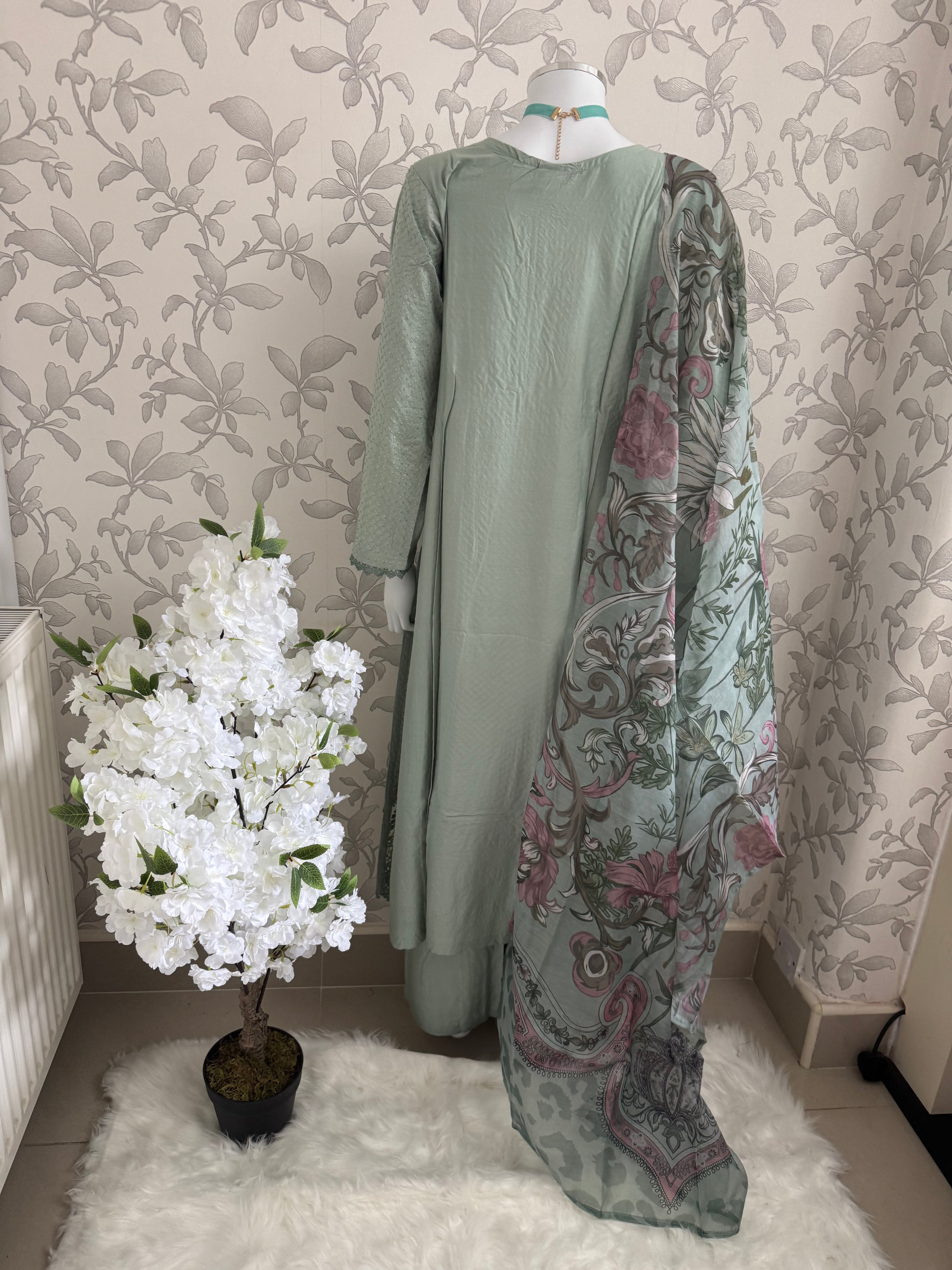 M Prints inspired Embroidered 3-Piece Suit | Pakistani Designer Dress