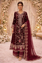 MAHRUKH  heavy Embroidered 3-piece velvet Suit| Pakistani Wedding & Party Wear