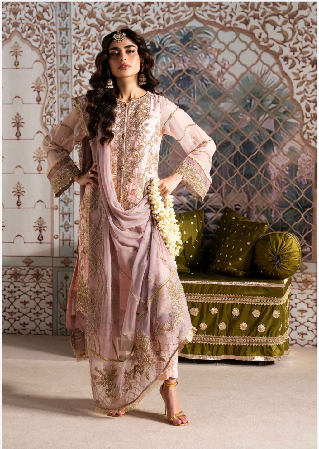 ALANI Soft Blush Pink Luxury Embroidered 3-Piece Suit | Pakistani Wedding & Party Wear