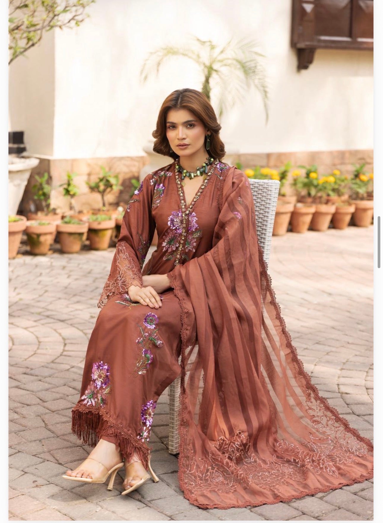 Black Floral Embroidered Pakistani 3 Piece Suit – Luxury silk Collection
