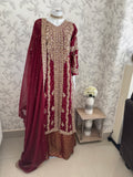 AFREEN Heavy Embroidered 3-piece Chiffon Suit | Pakistani Wedding Dress