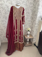 AFREEN Heavy Embroidered 3-piece Chiffon Suit | Pakistani Wedding Dress