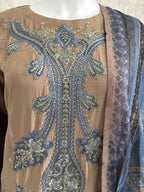 M Prints inspired Embroidered 3-Piece Suit | Pakistani Designer Dress