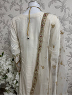 Ivory Cream Embroidered Pakistani 3 Piece Suit – Luxury Eid Festive Wear