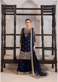 ALANI Navy Blue Luxury Embroidered Gharara Suit | Pakistani Wedding & Party Wear