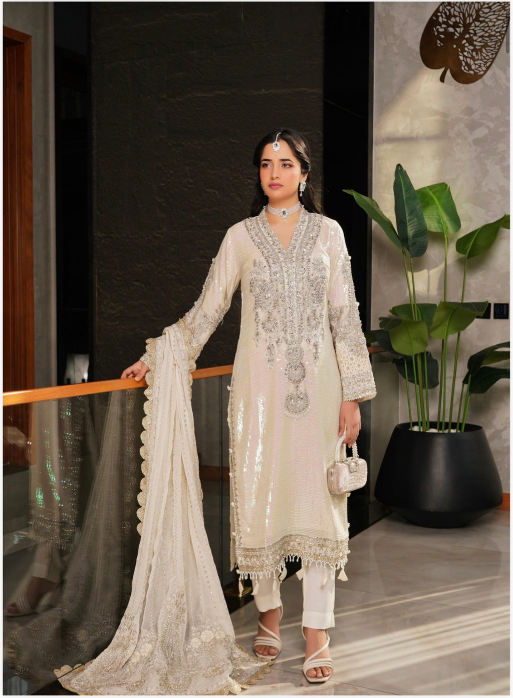 SITARA Luxury Embroidered 3 piece Chiffon Suit | Pakistani Designer Wedding Dress