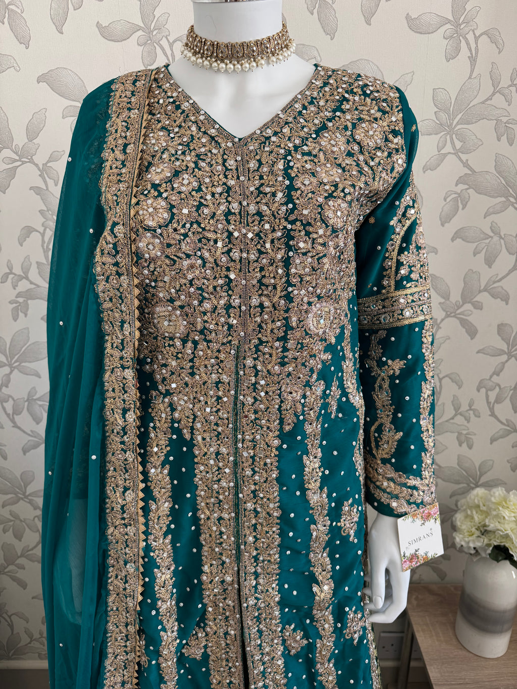 AFREEN Heavy Embroidered 3-piece Chiffon Suit | Pakistani Wedding Dress