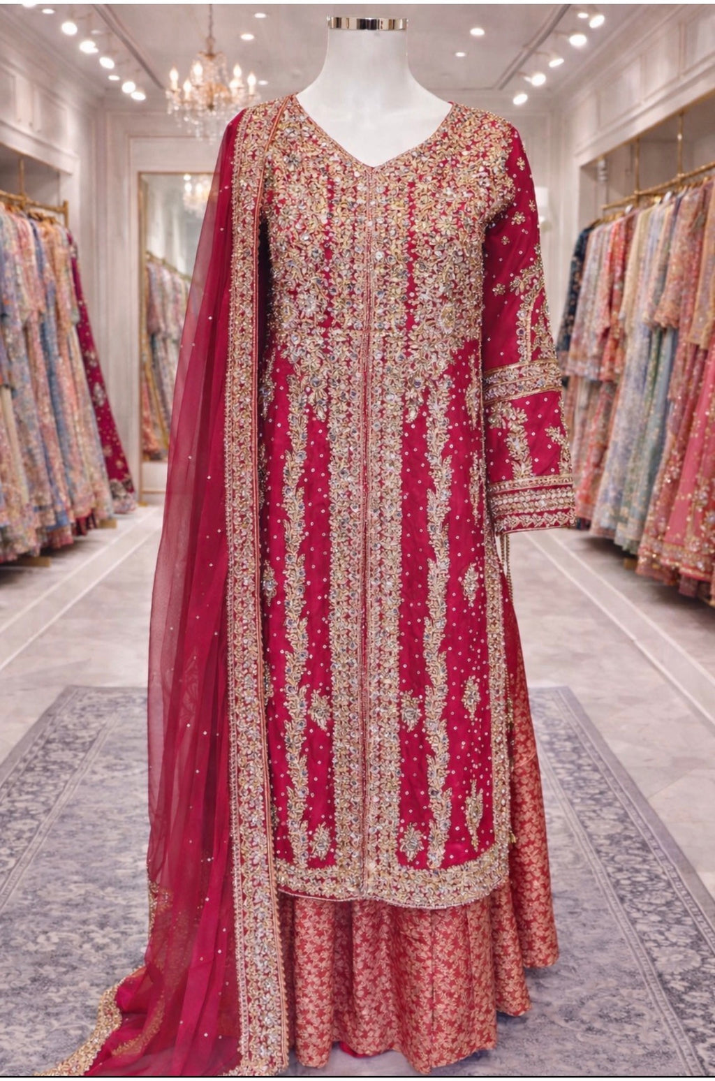 AFREEN Heavy Embroidered 3-piece Chiffon Suit | Pakistani Wedding Dress