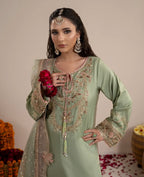 CHAAND RAAT Luxury Embroidered Raw Silk Suit – 3 Piece Collection