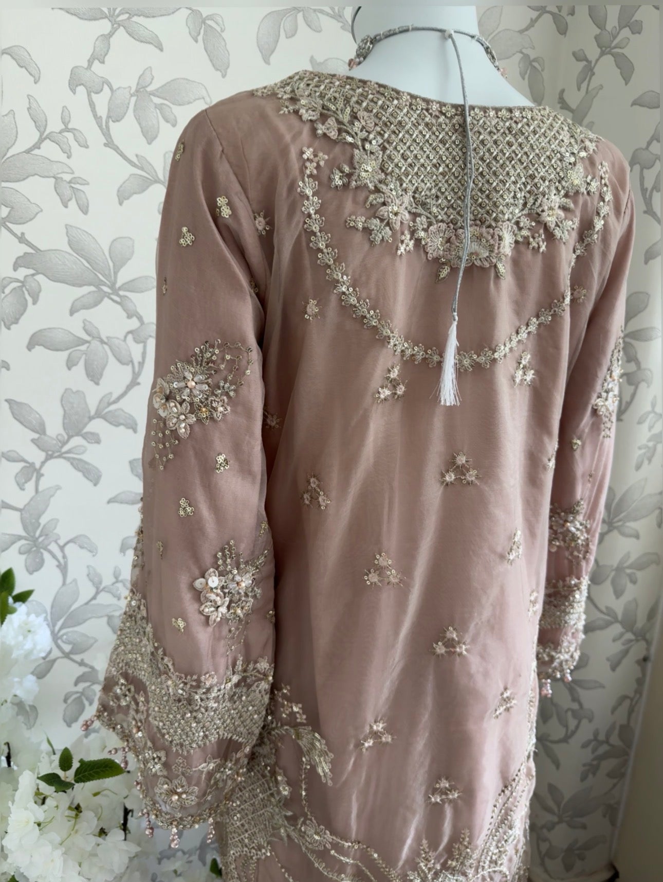 SERENE Blush Pink Embroidered Sharara Suit | Pakistani Designer Wedding Dress