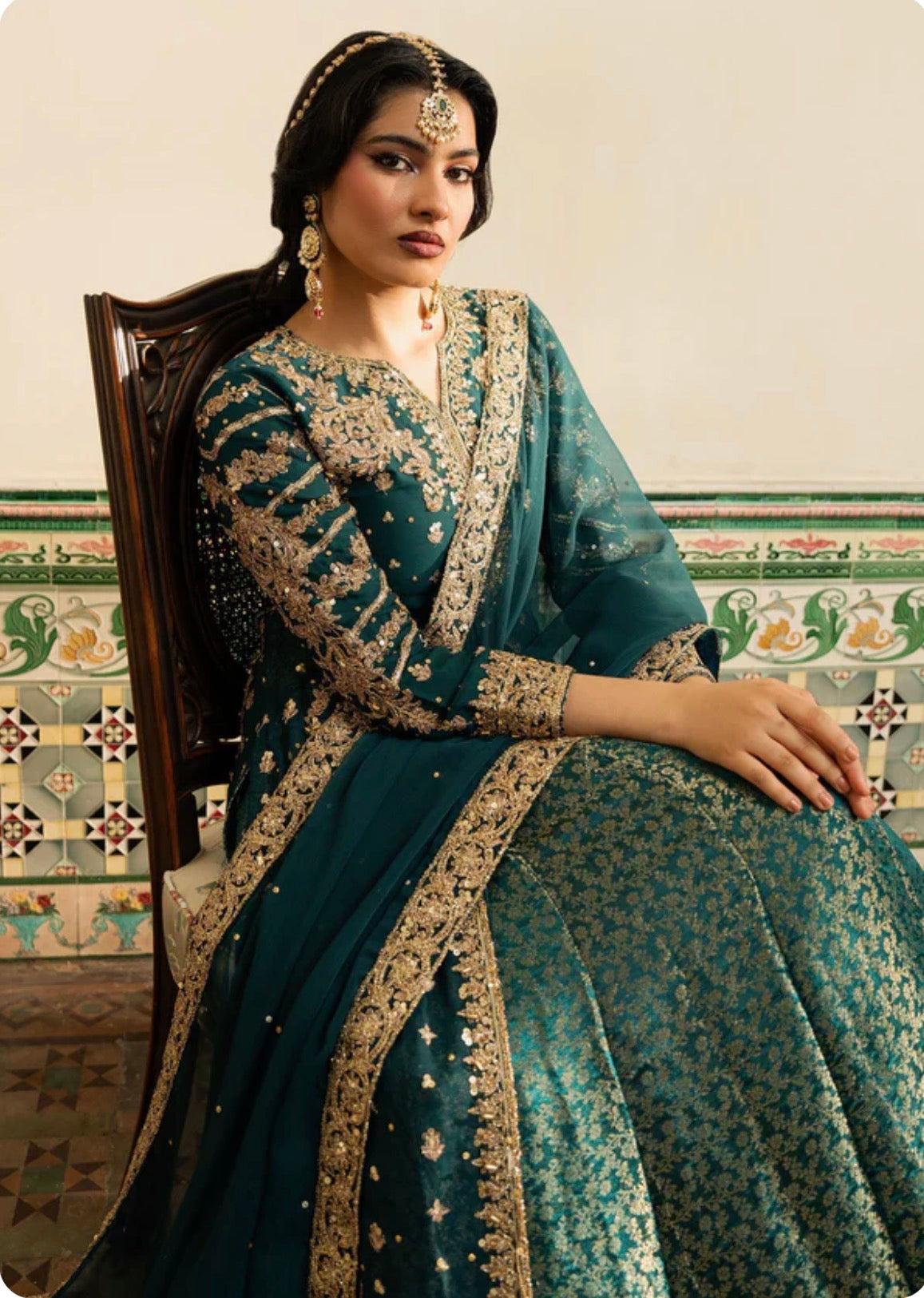 NAZLEEN Embroidered 3 piece Chiffon Suit| Pakistani Designer Wedding Dress