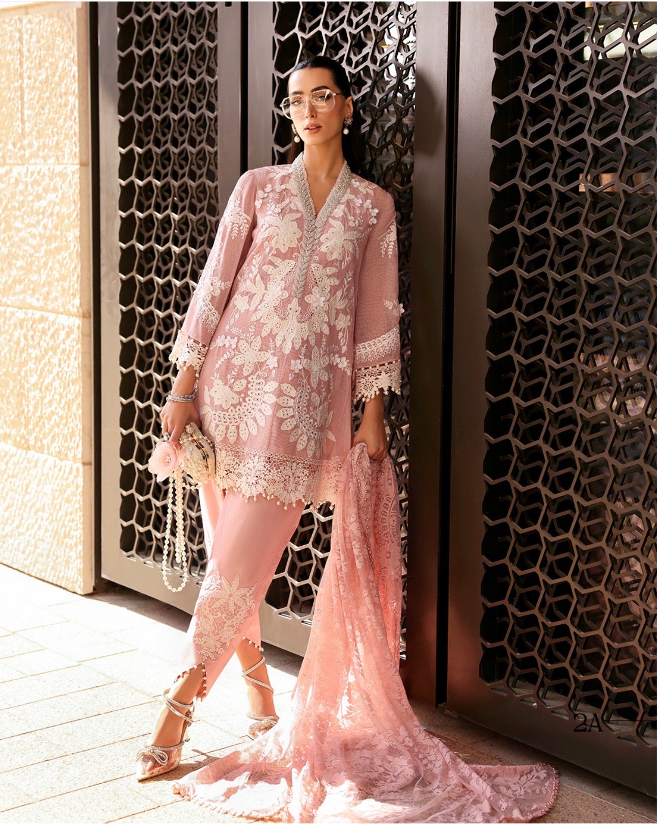 Rose Quartz Luxury Embroidered Suit – 3 Piece Collection