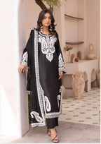 ALMILA Dhanak Embroidered Suit with Embroidered Chiffon Duppatta-3 Piece suit