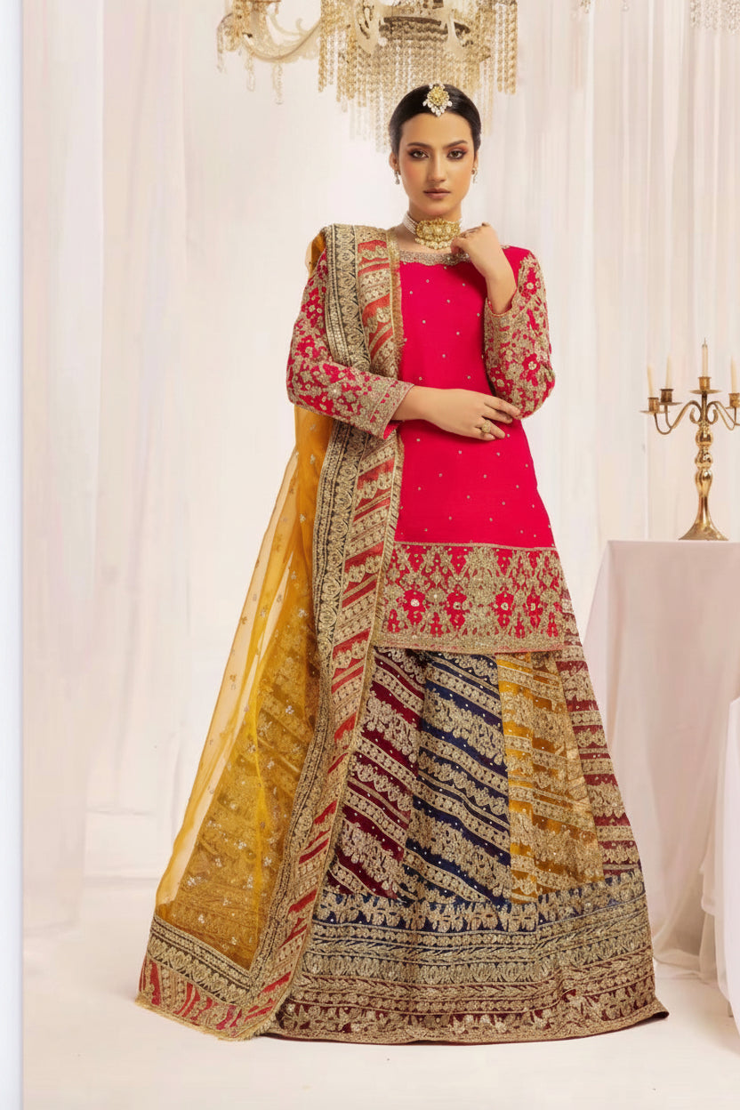 MEHNDI KI RAAT Luxury Embroidered Lehenga Suit – 3 Piece Collection