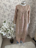 AFROZ Blush Pink Embroidered Organza Suit | Pakistani Wedding & Formal Dress
