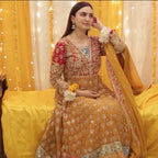 HASEENA heavy Embroidered Chiffon Maxi dress| Pakistani Mehndi, Mayon & Wedding Wear