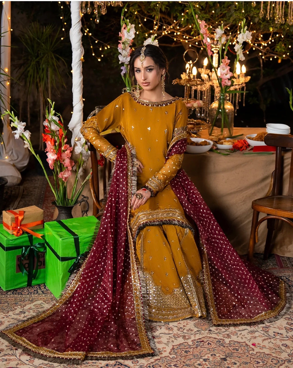 CHAAND RAAT Luxury Embroidered Raw Silk Suit – 3 Piece Collection