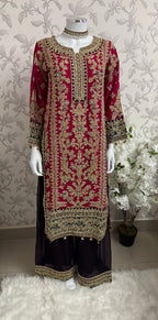 AYLAA Luxury Embroidered Chiffon Suit – 3 Piece Collection