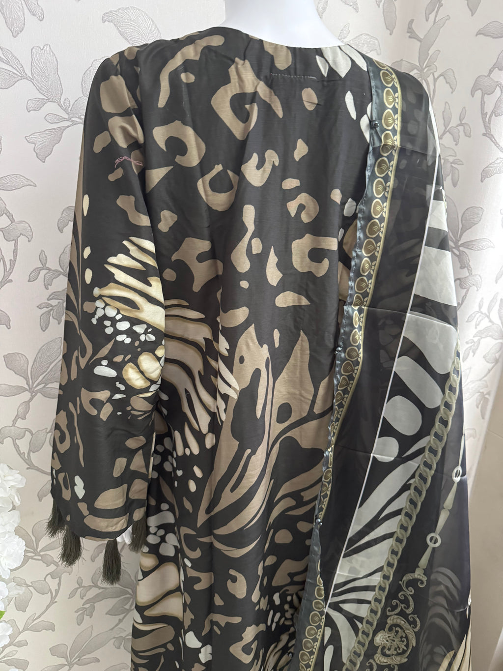 M Prints inspired Embroidered 3-Piece Suit | Pakistani Designer Dress