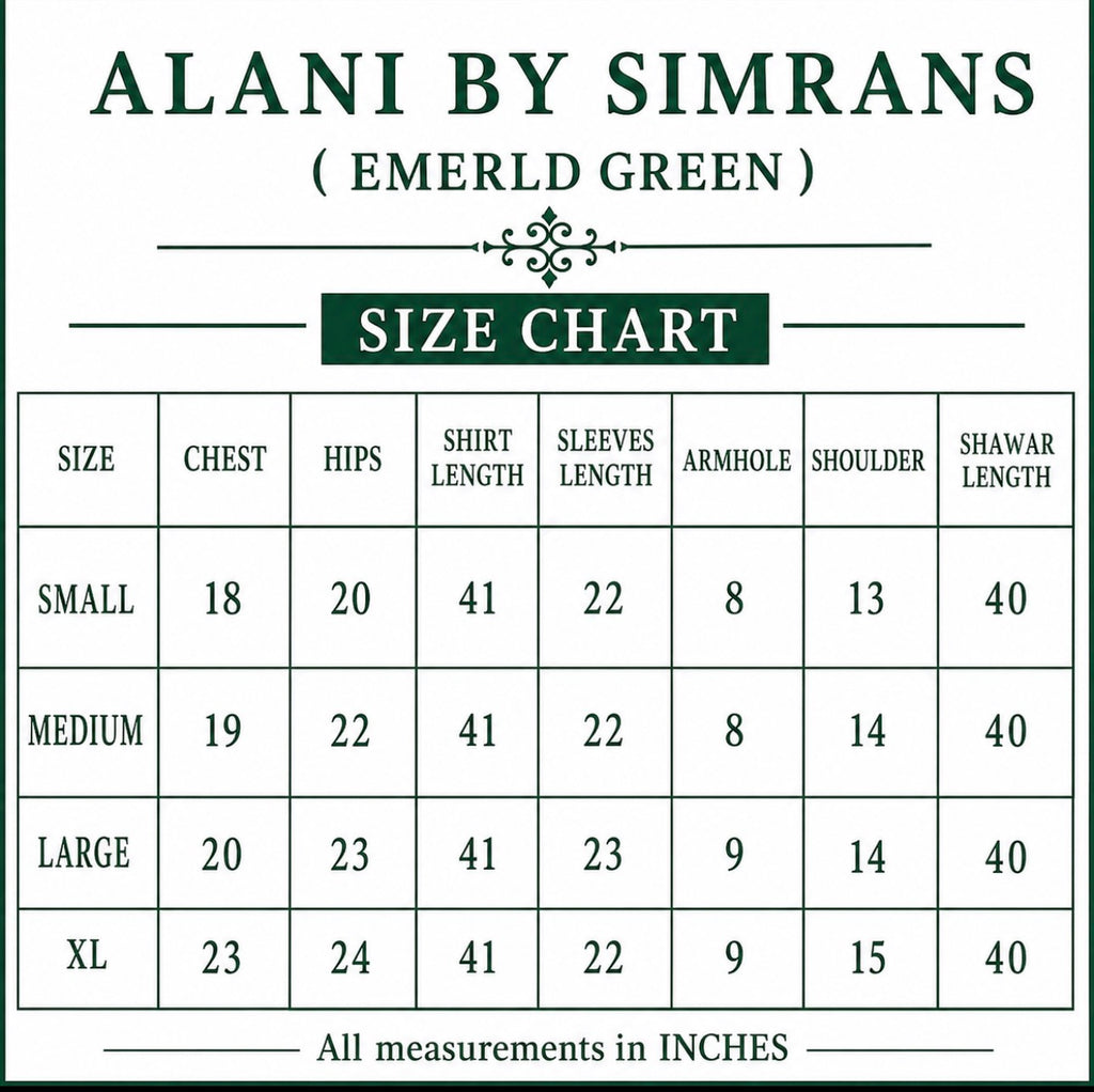 ALANI Emerald Green Luxury Embroidered-3 piece suit