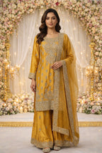 RANGOLI Heavy Embroidered 4 piece Silk Suit | Pakistani Designer Wedding Wear