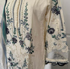 Azure Bloom Luxury Embroidered Suit – 3 Piece Collection