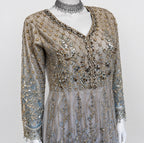 MASHAL…. Embroidered Net Maxi Dress with embroidered organza Dupatta